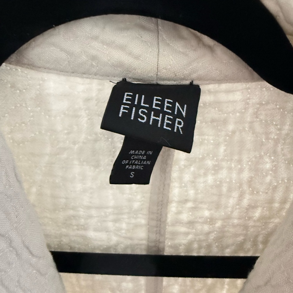 Eileen Fisher Women's Quilted Cream Button-Up Linen Cotton Light Jacket S fits M - Picture 13 of 13